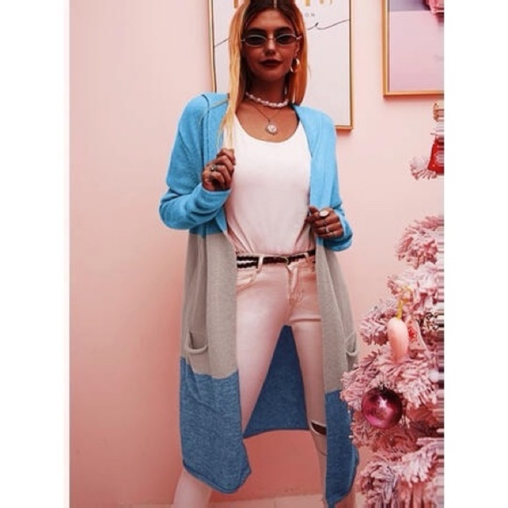 Blue/Gray sweater duster